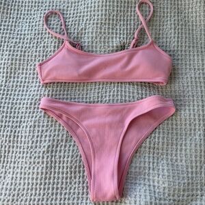 Ribbed Pink Bikini Set